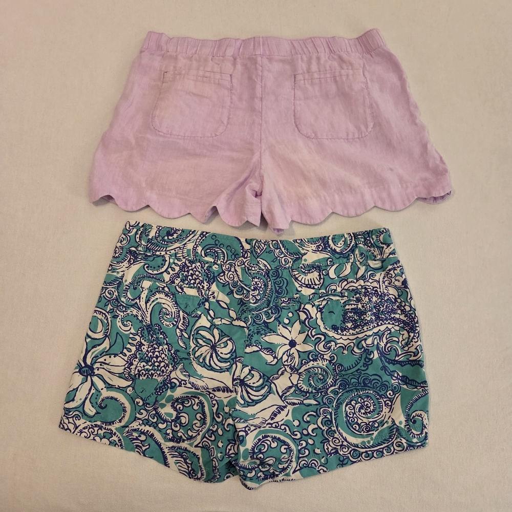 2 PC LILLY PULITZER Callahan Seafoam Montauk | Lavender Brea Linen Shorts 12/L - Picture 4 of 14